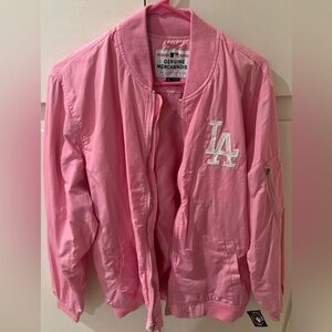MLB Los Angeles Dodgers Embroidered Nylon Zip Up Bomber Jacket